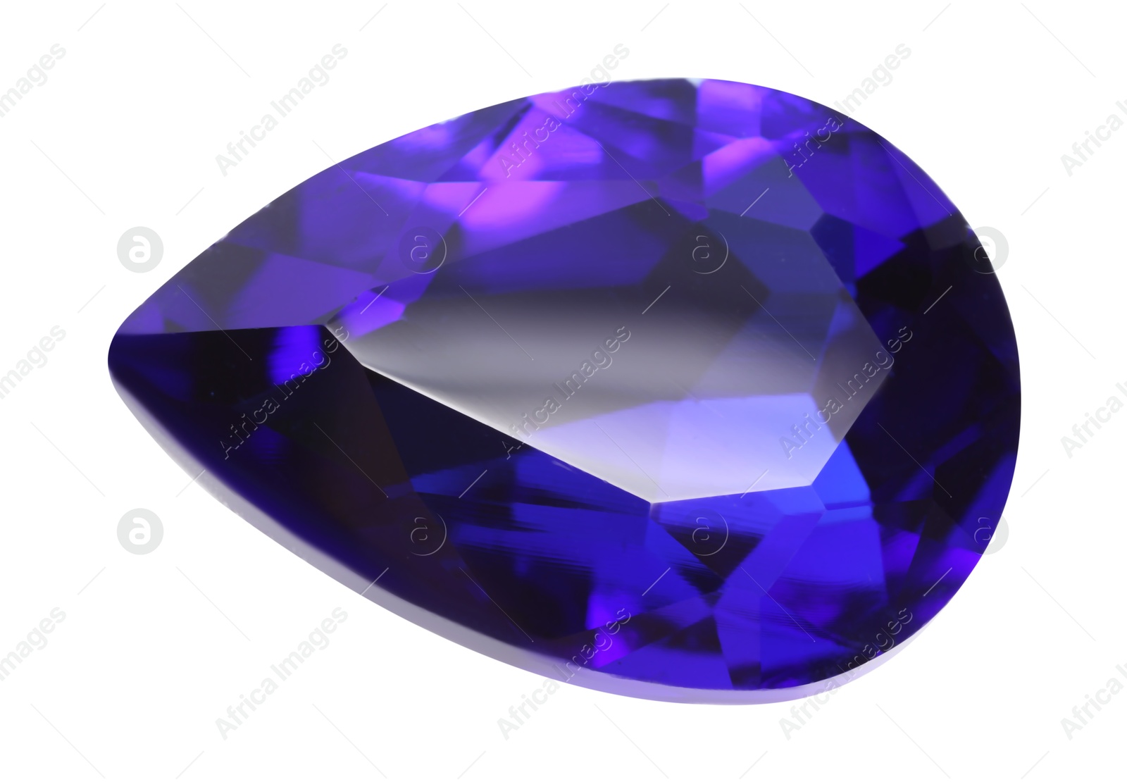 Photo of One violet shiny gemstone isolated on white