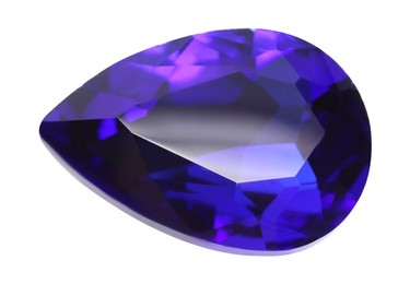 Photo of One violet shiny gemstone isolated on white