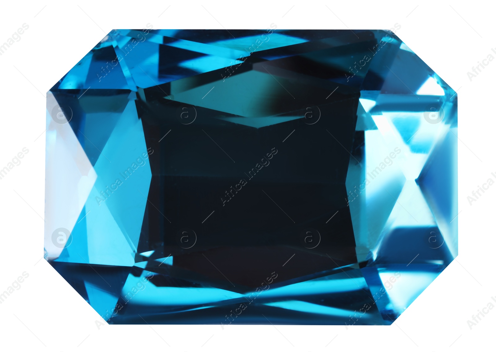 Photo of Light blue shiny gemstone isolated on white