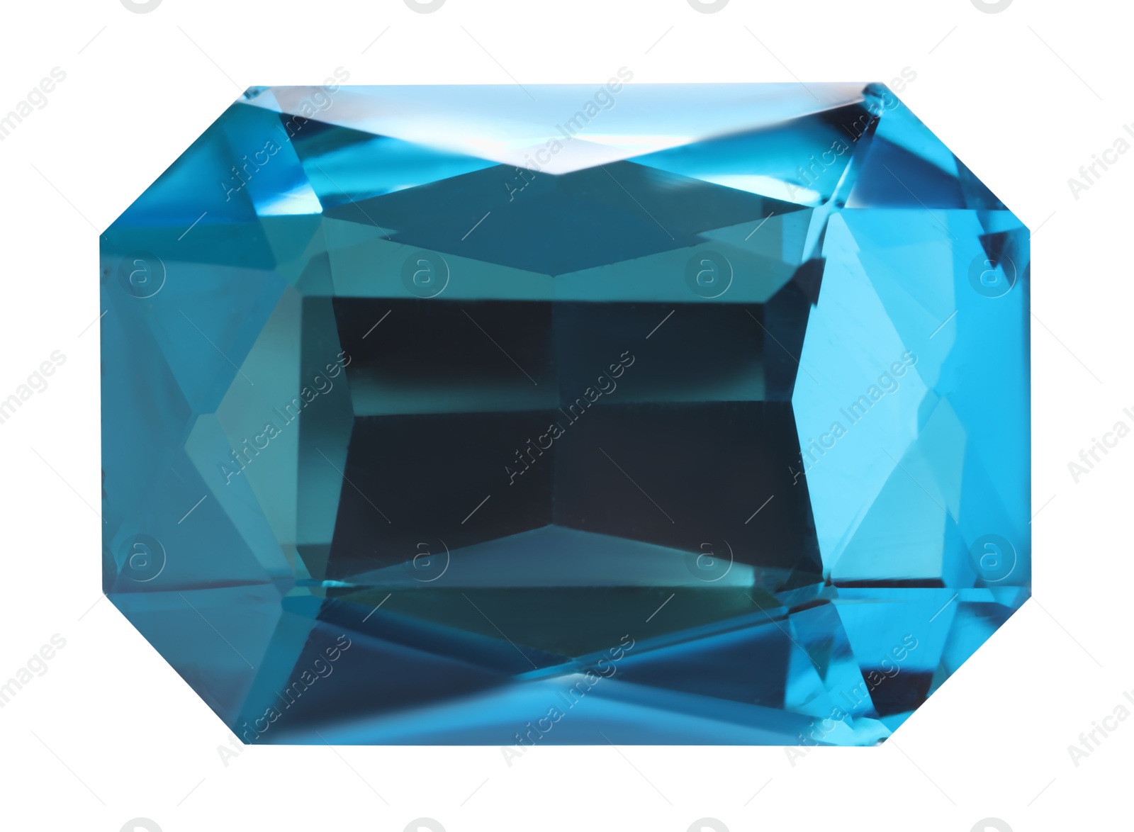 Photo of Light blue shiny gemstone isolated on white