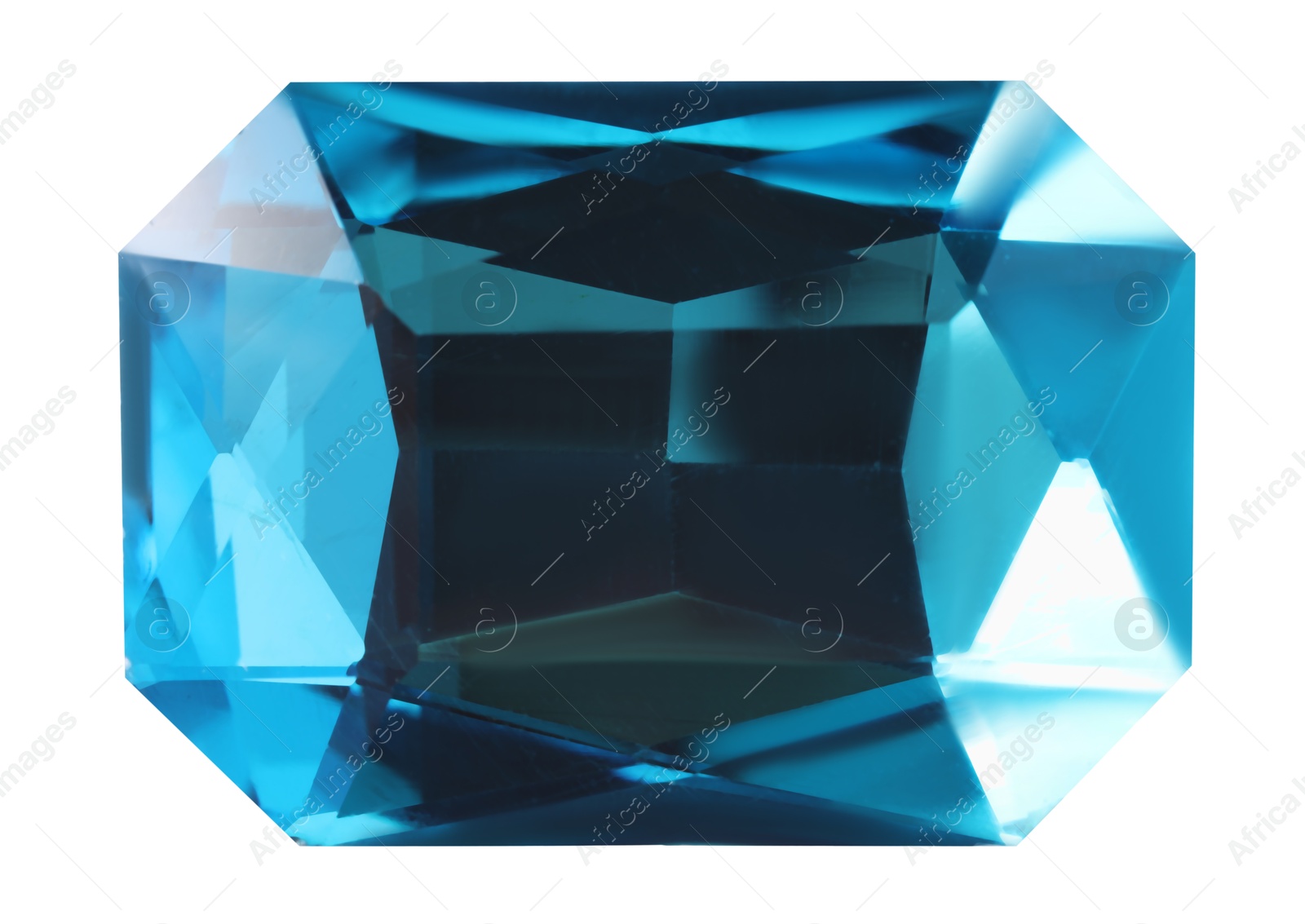 Photo of Light blue shiny gemstone isolated on white