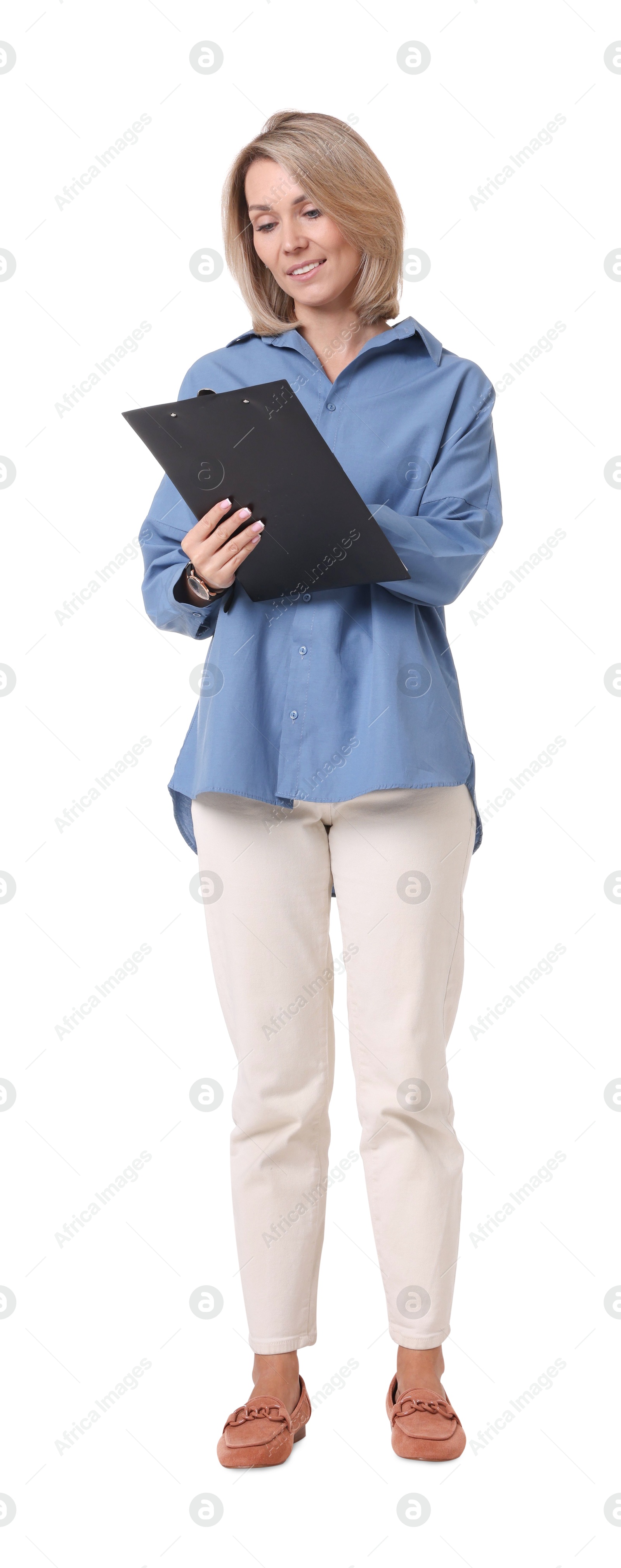 Photo of Portrait of professional psychologist with clipboard on white background