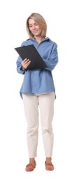 Photo of Portrait of professional psychologist with clipboard on white background