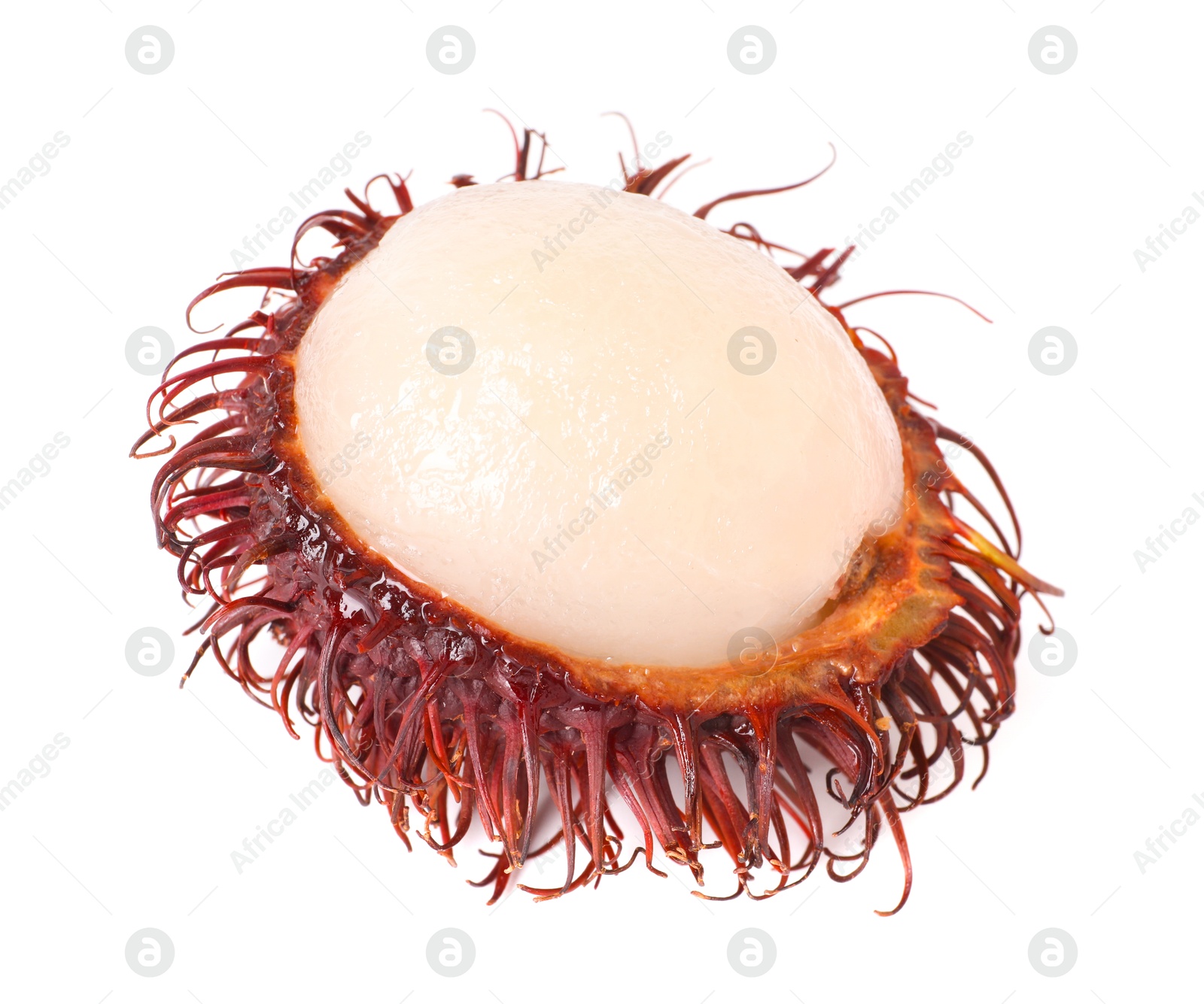 Photo of Delicious ripe rambutan isolated on white. Exotic fruit