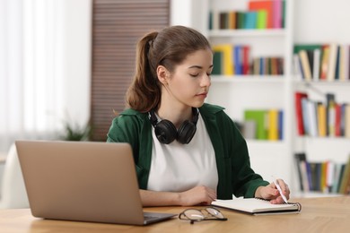 Photo of Student preparing for exam at table indoors