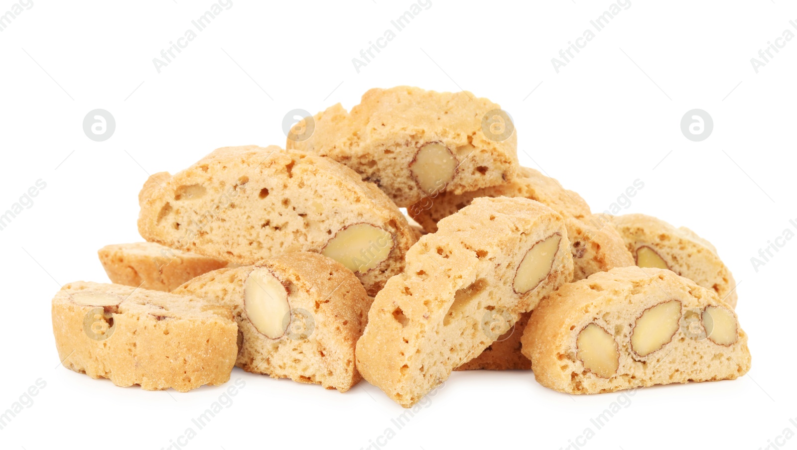 Photo of Traditional Italian almond biscuits (Cantucci) isolated on white