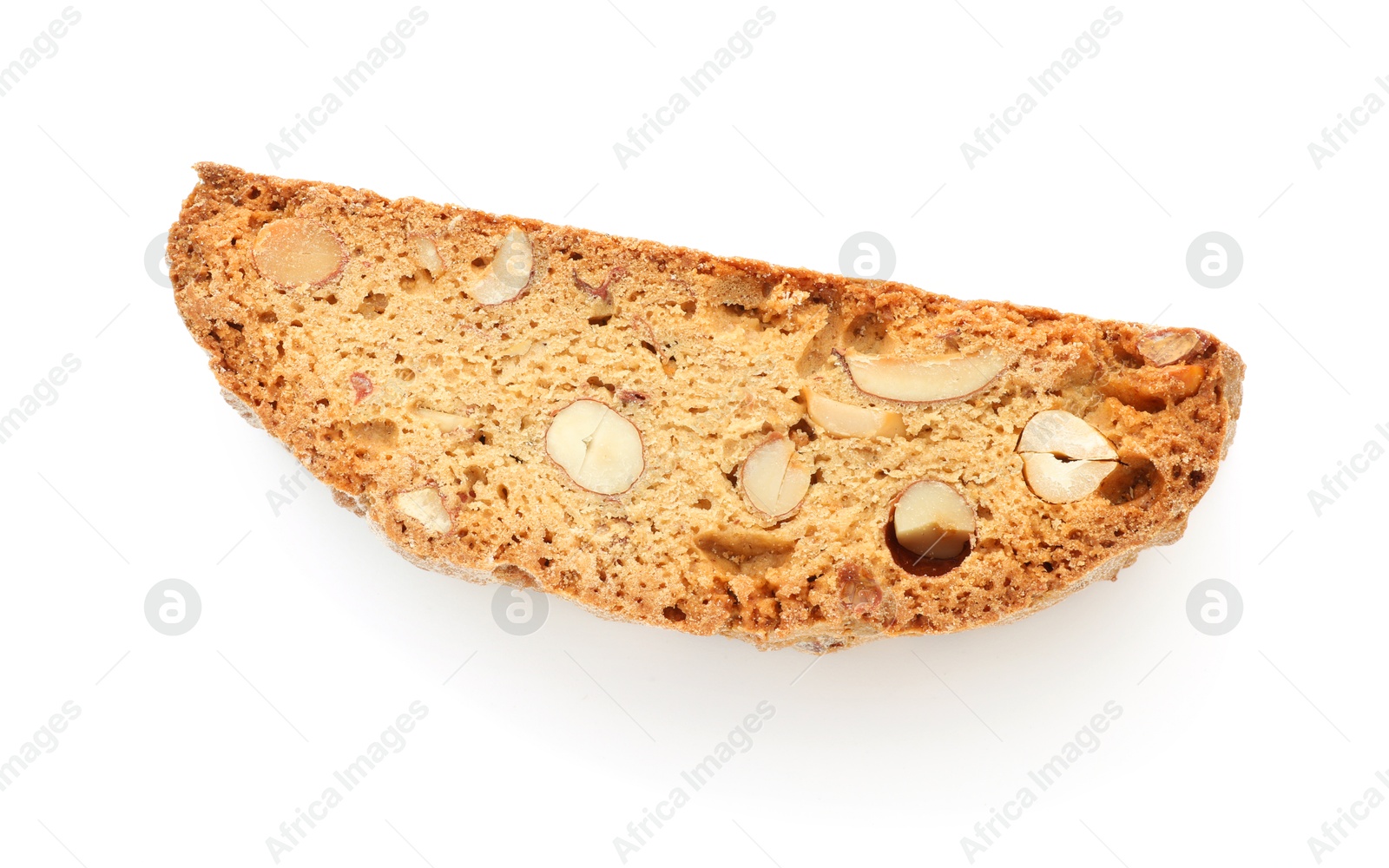 Photo of Traditional Italian almond biscuit (Cantucci) isolated on white, top view