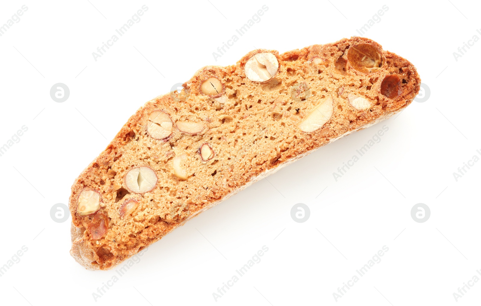 Photo of Traditional Italian almond biscuit (Cantucci) isolated on white, top view