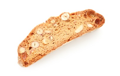 Photo of Traditional Italian almond biscuit (Cantucci) isolated on white, top view