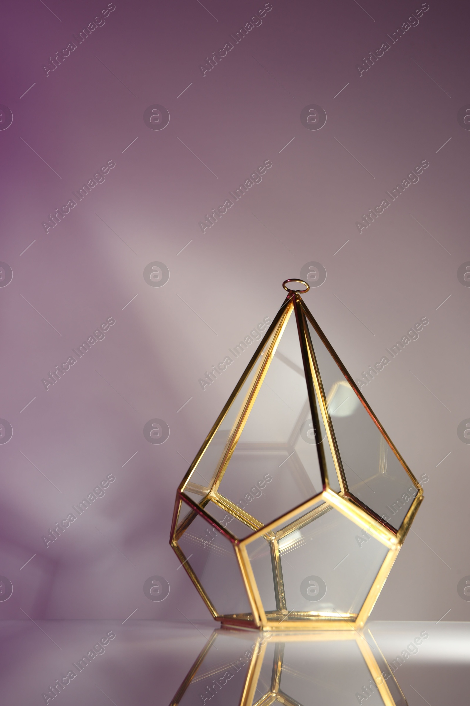 Photo of Stylish golden decor on color background, space for text