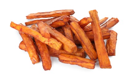 Photo of Delicious sweet potato fries isolated on white