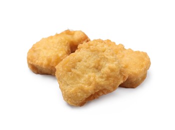 Photo of Delicious fresh chicken nuggets isolated on white