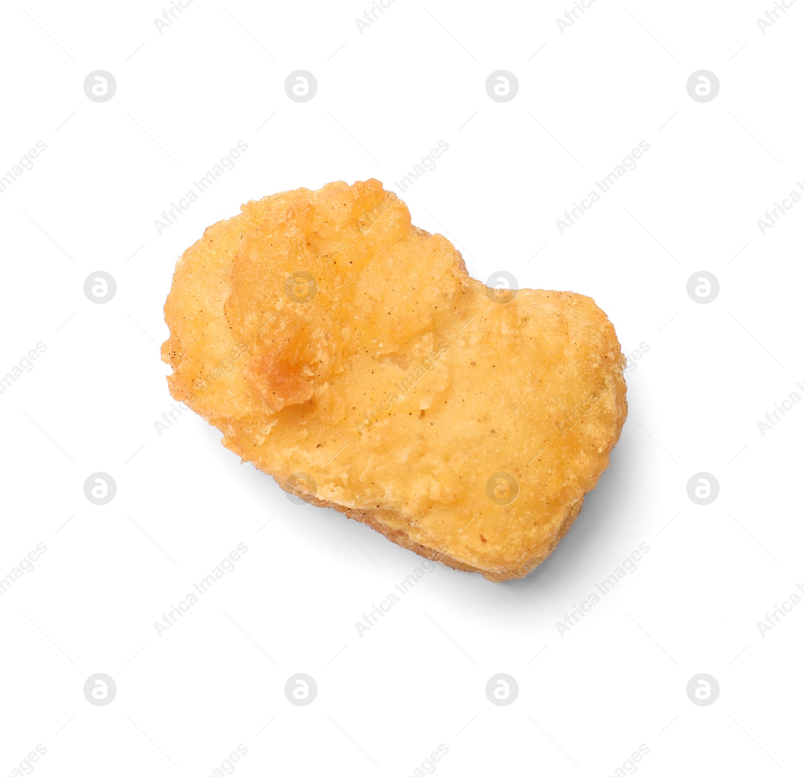 Photo of Delicious chicken nugget isolated on white, top view