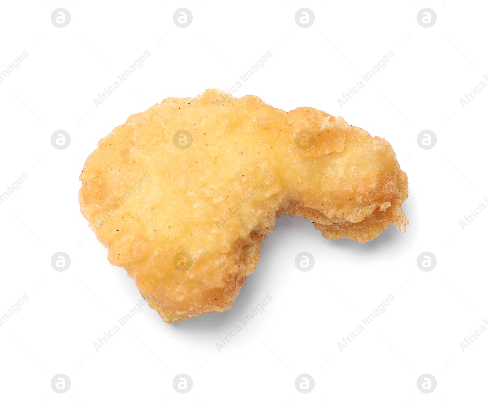 Photo of Delicious chicken nugget isolated on white, top view