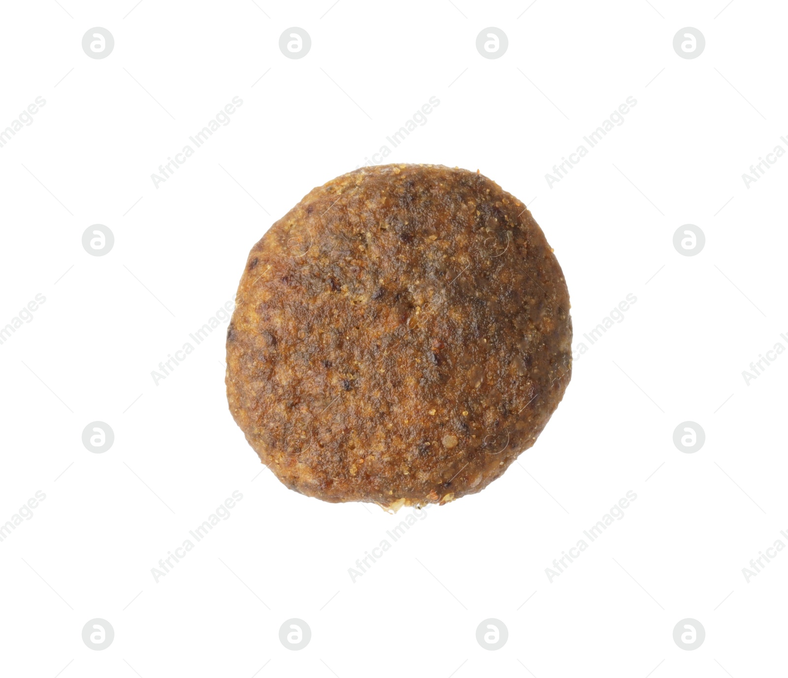 Photo of One pet food granule isolated on white