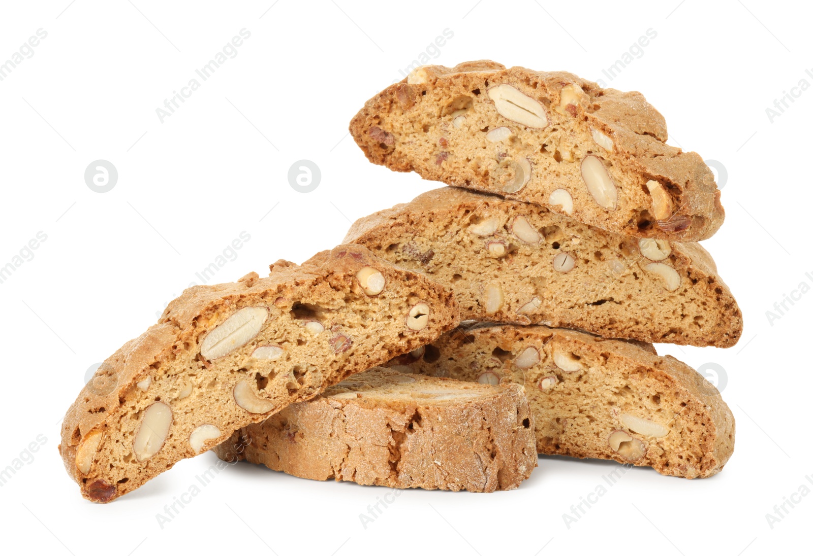 Photo of Traditional Italian almond biscuits (Cantucci) isolated on white