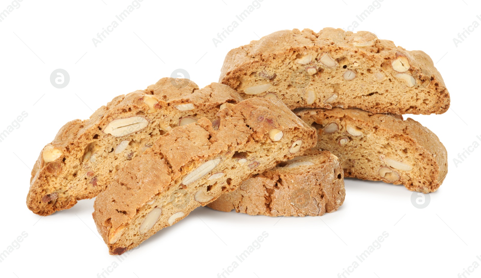 Photo of Traditional Italian almond biscuits (Cantucci) isolated on white