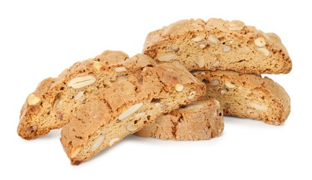 Photo of Traditional Italian almond biscuits (Cantucci) isolated on white