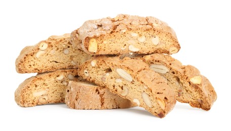 Photo of Traditional Italian almond biscuits (Cantucci) isolated on white