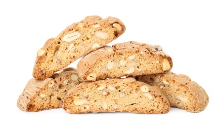 Photo of Traditional Italian almond biscuits (Cantucci) isolated on white