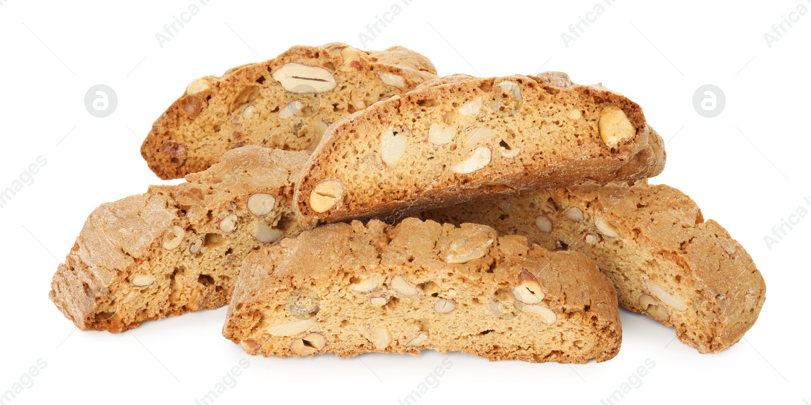 Photo of Traditional Italian almond biscuits (Cantucci) isolated on white