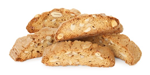 Traditional Italian almond biscuits (Cantucci) isolated on white