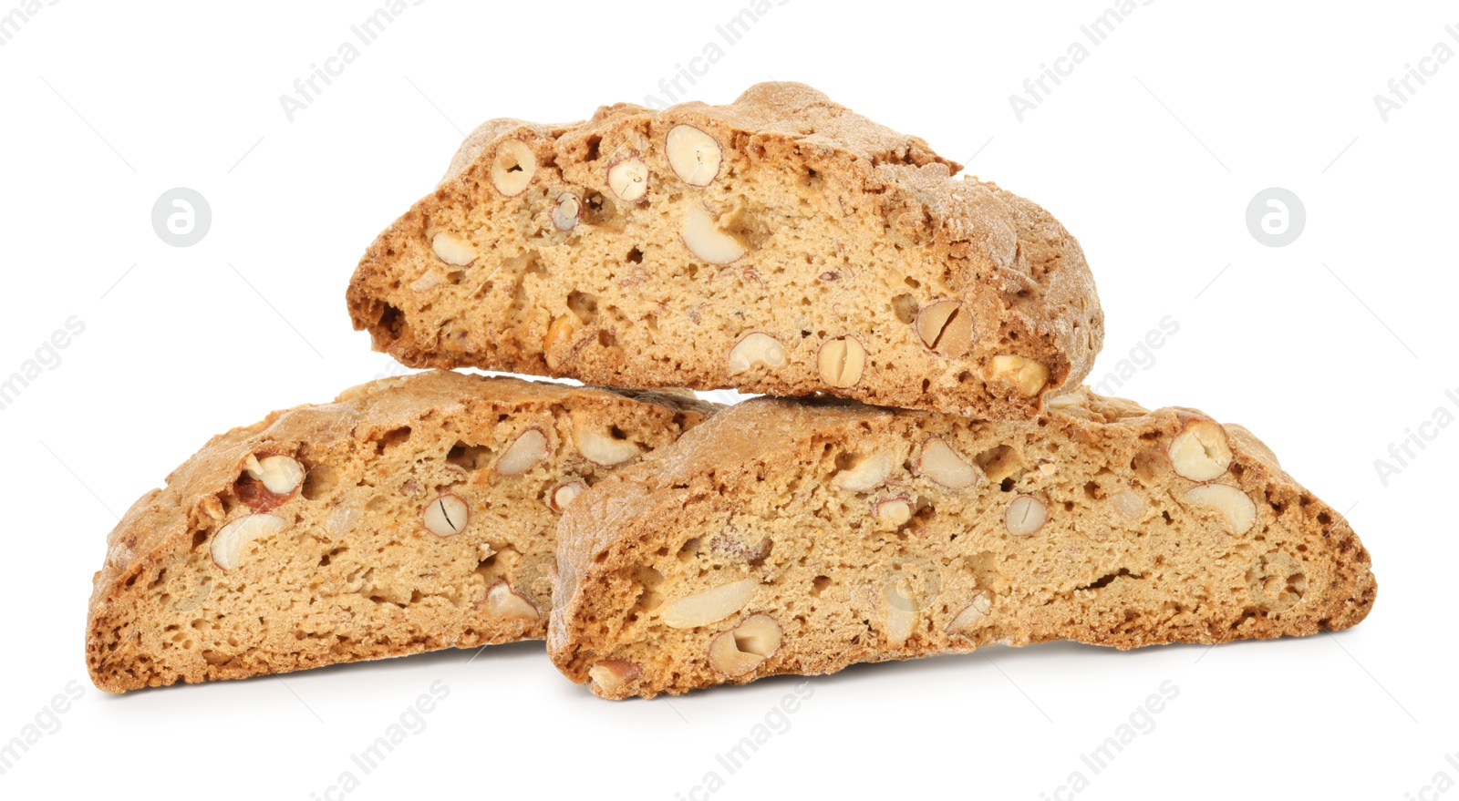 Photo of Traditional Italian almond biscuits (Cantucci) isolated on white