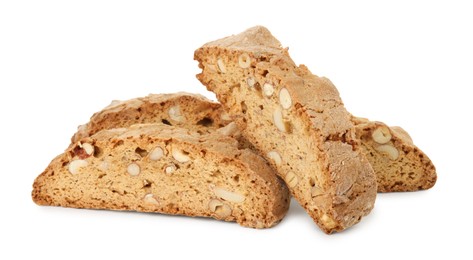 Photo of Traditional Italian almond biscuits (Cantucci) isolated on white