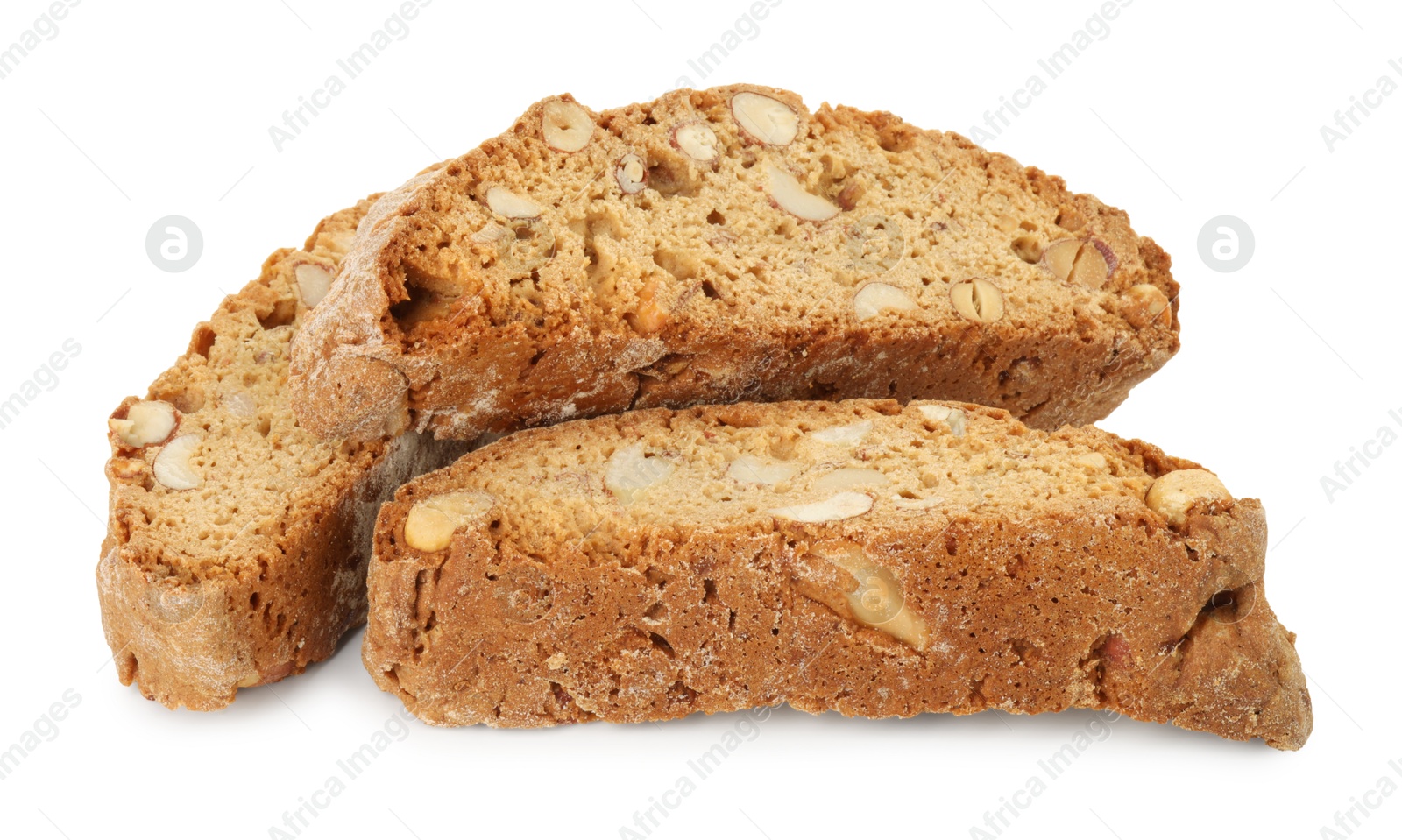 Photo of Traditional Italian almond biscuits (Cantucci) isolated on white