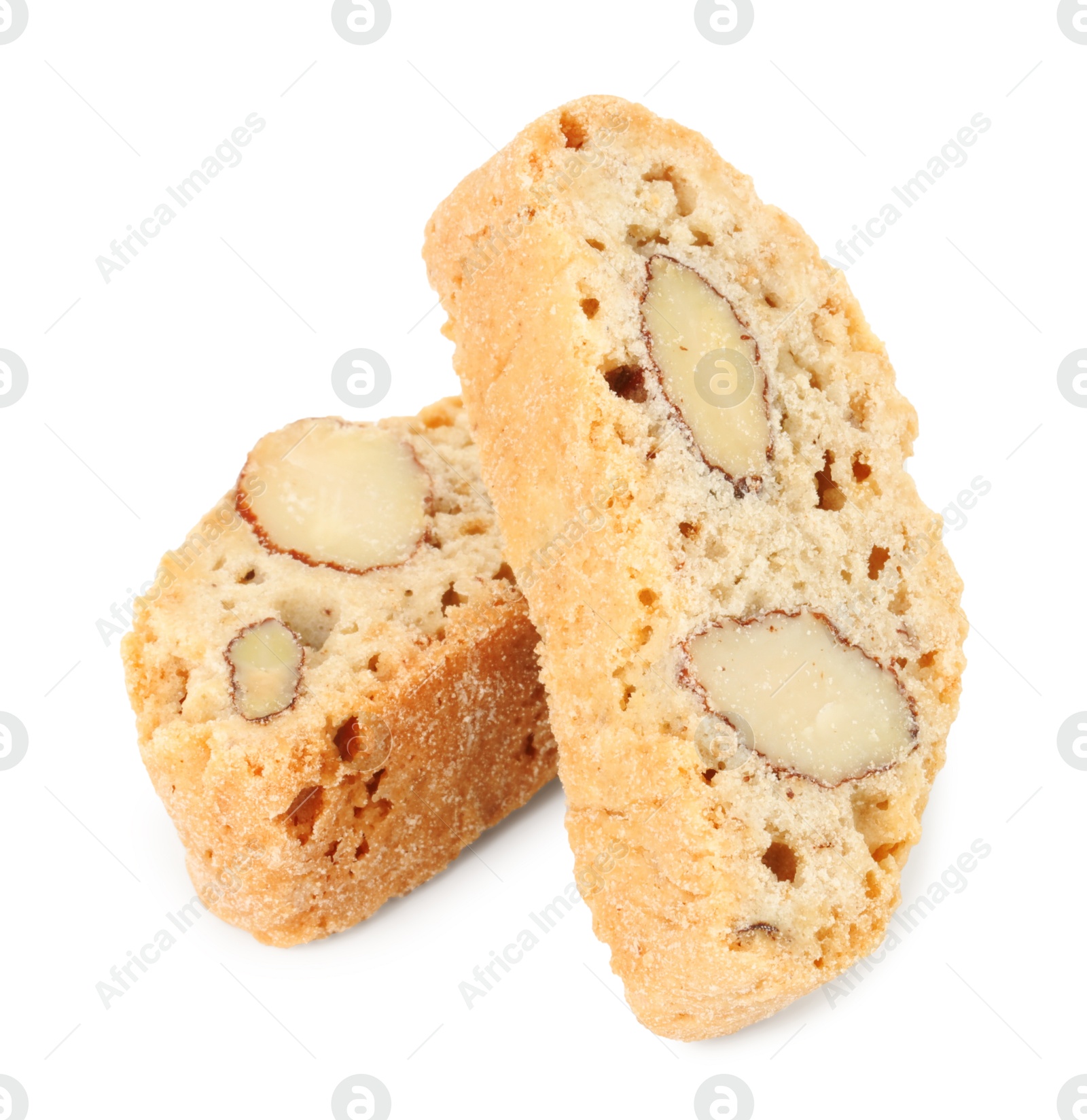 Photo of Traditional Italian almond biscuits (Cantucci) isolated on white