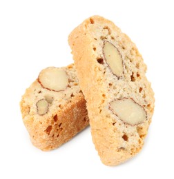 Photo of Traditional Italian almond biscuits (Cantucci) isolated on white