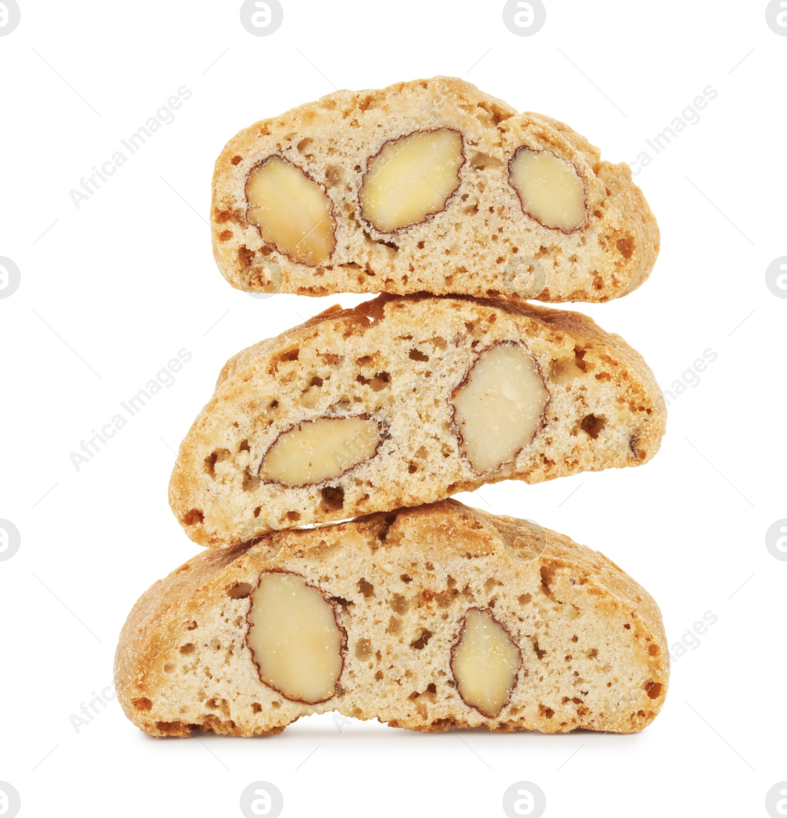 Photo of Traditional Italian almond biscuits (Cantucci) isolated on white