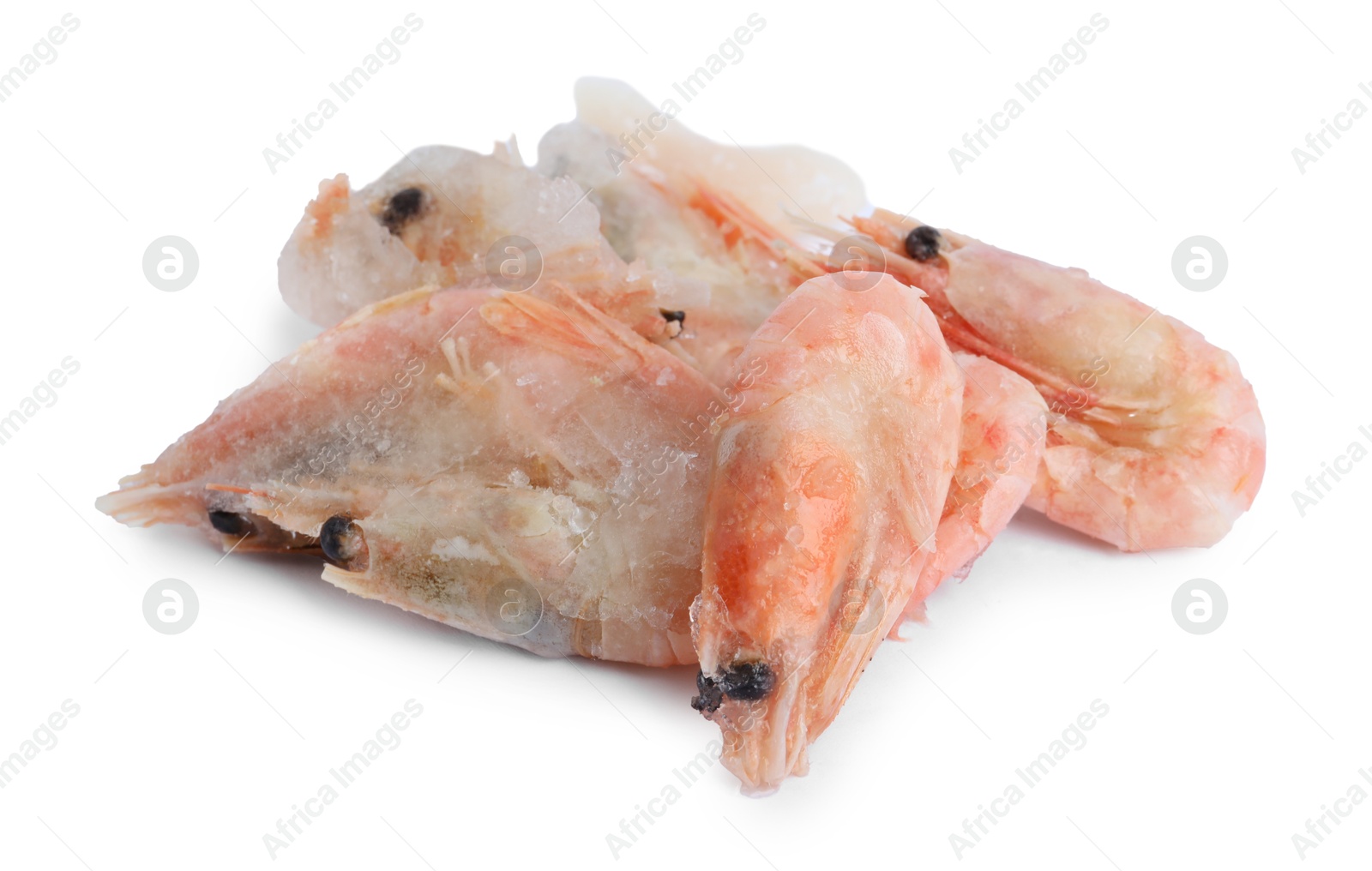 Photo of Bunch of frozen shrimps isolated on white