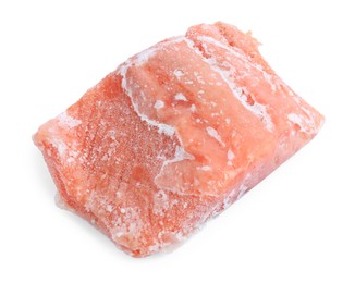 Photo of One frozen piece of salmon isolated on white