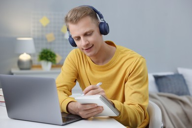 Photo of Student preparing for exam at table indoors