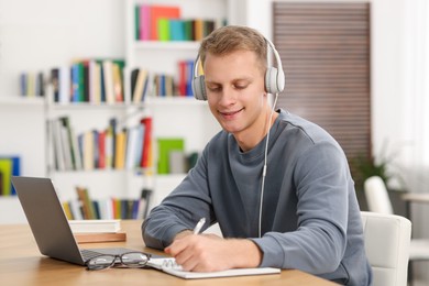 Photo of Student preparing for exam at table indoors