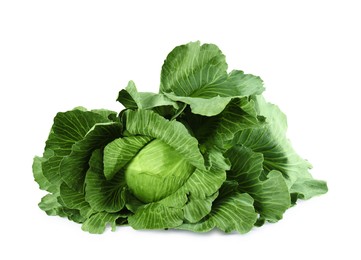 Photo of One ripe head of cabbage isolated on white