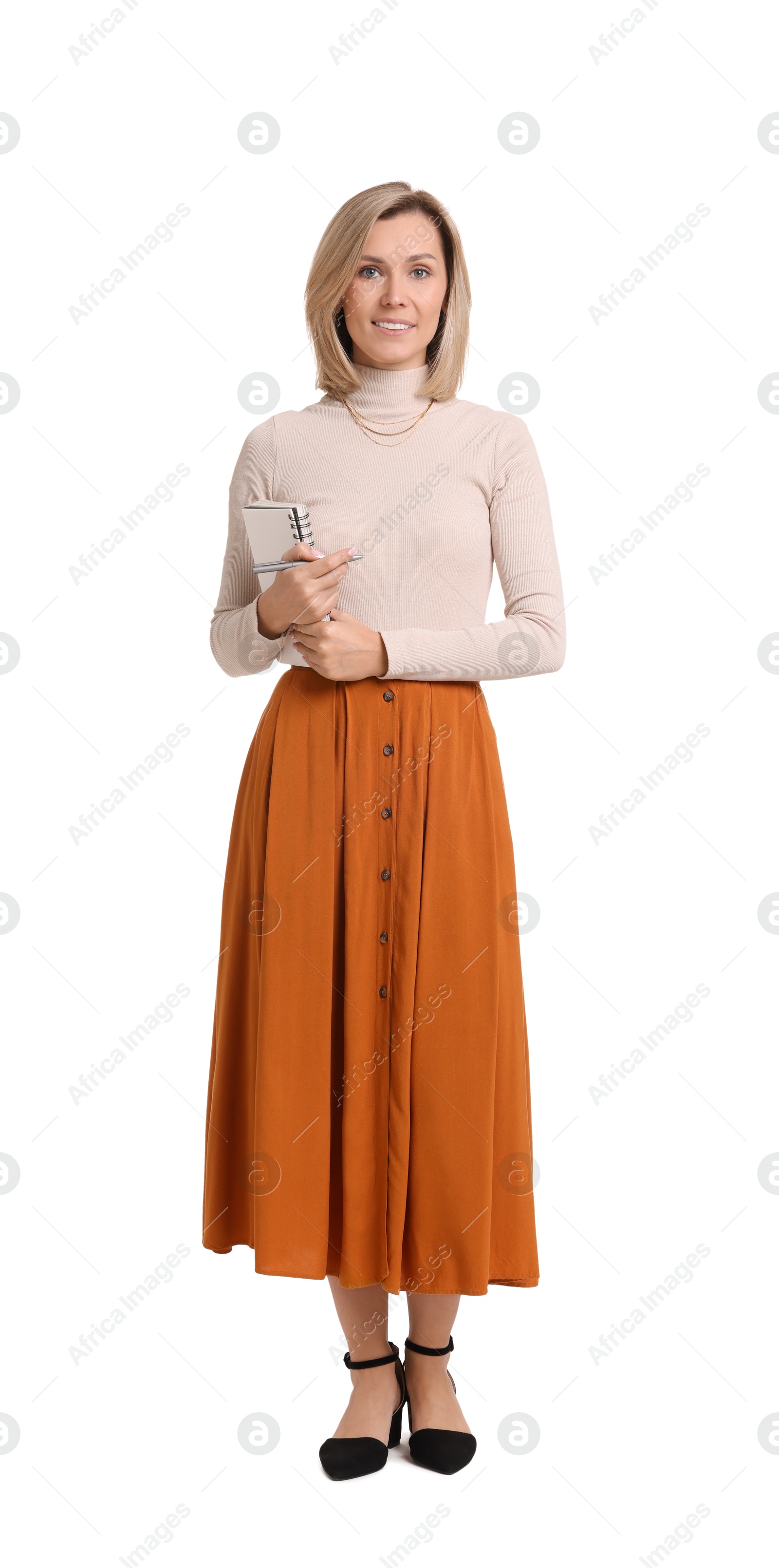 Photo of Portrait of professional psychologist with notebook on white background