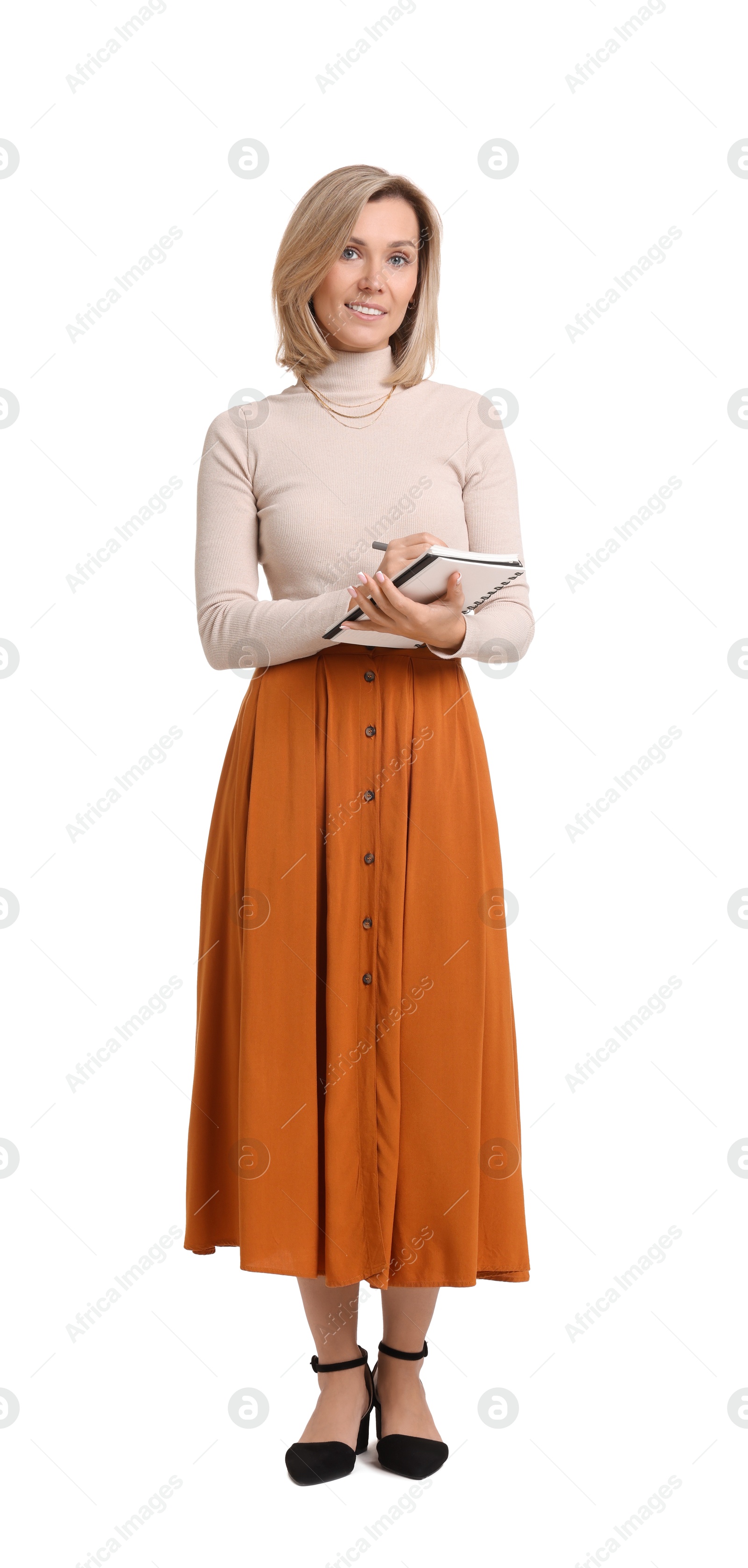 Photo of Portrait of professional psychologist with notebook on white background