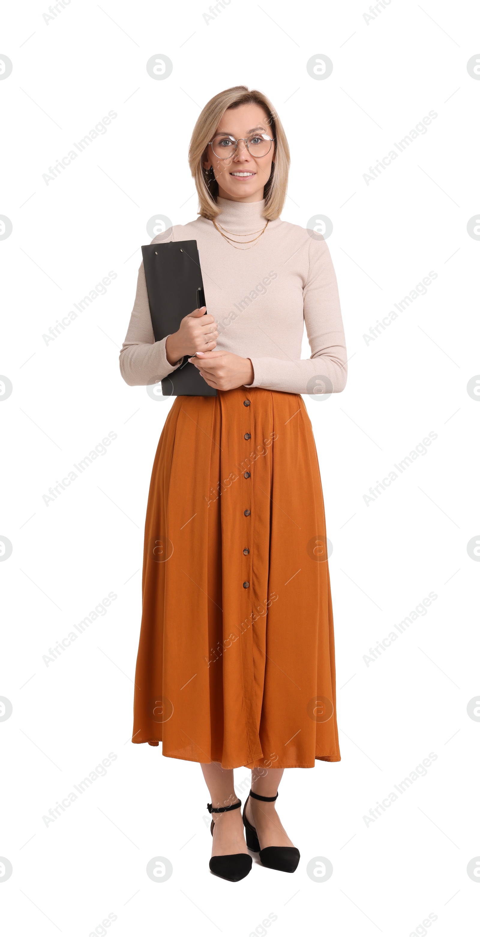 Photo of Portrait of professional psychologist with clipboard on white background