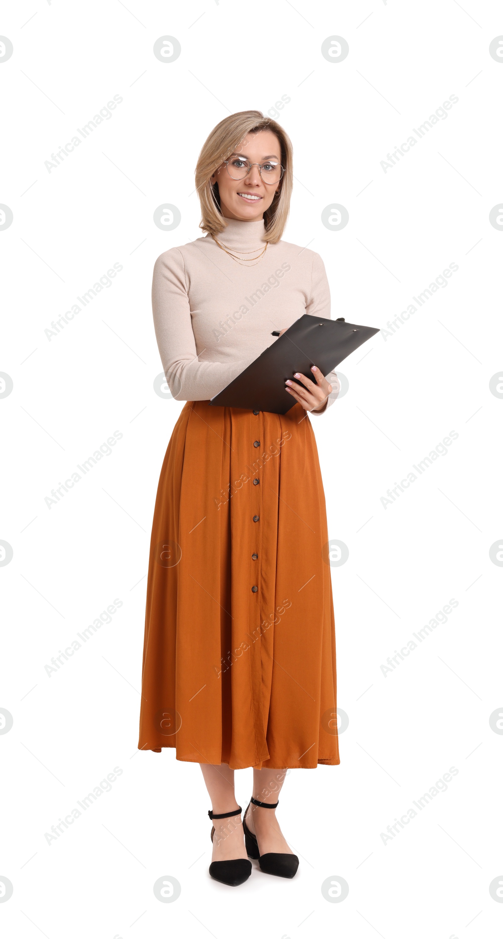 Photo of Portrait of professional psychologist with clipboard on white background