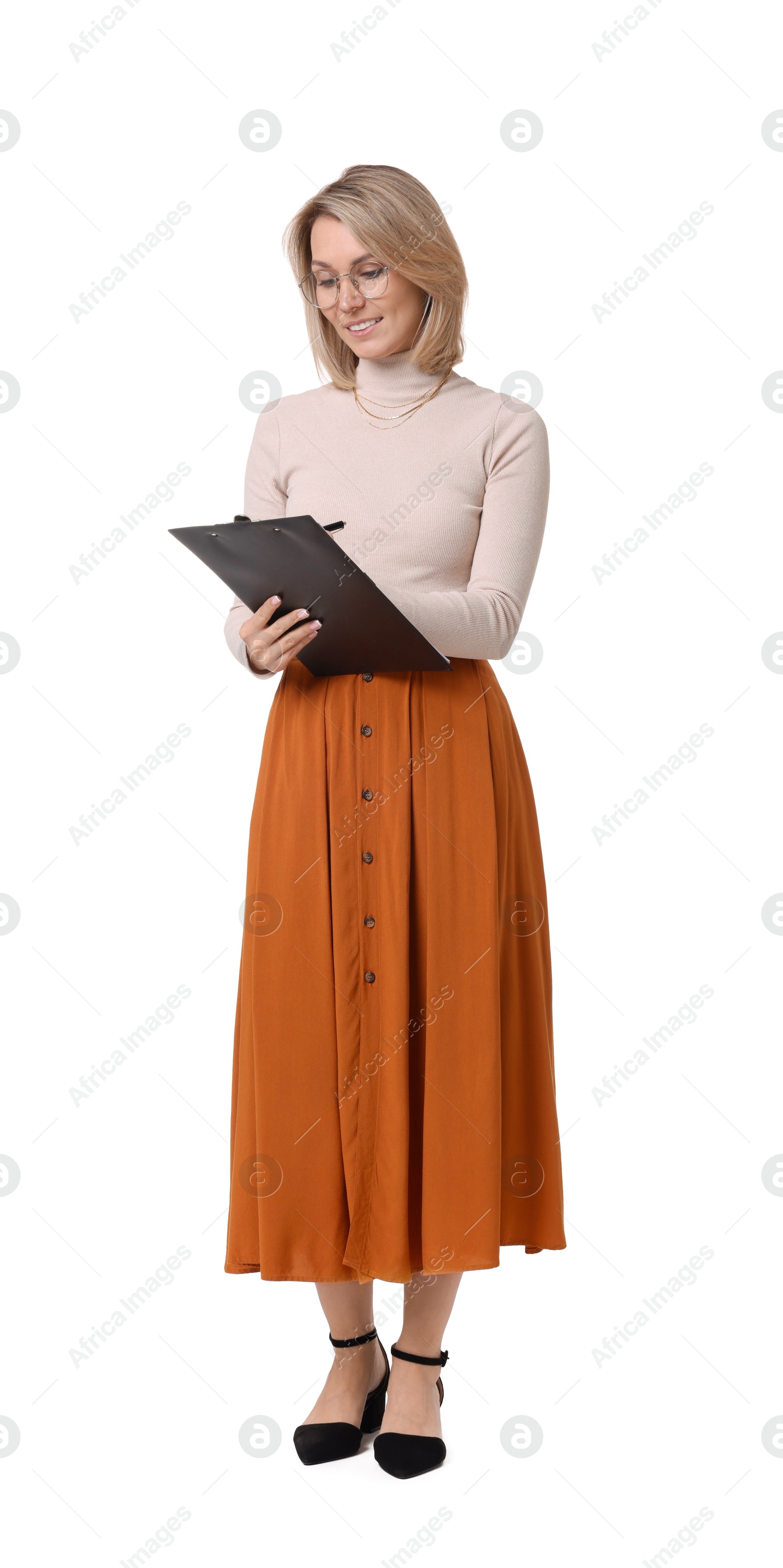 Photo of Portrait of professional psychologist with clipboard on white background