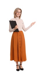 Photo of Portrait of professional psychologist with clipboard on white background