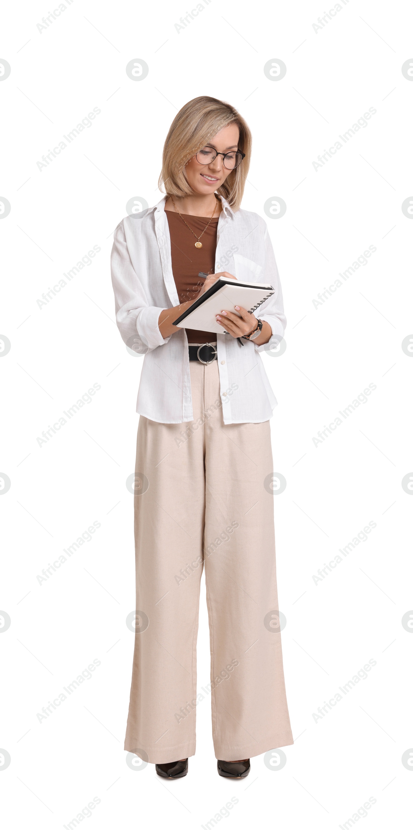 Photo of Portrait of professional psychologist with notebook on white background