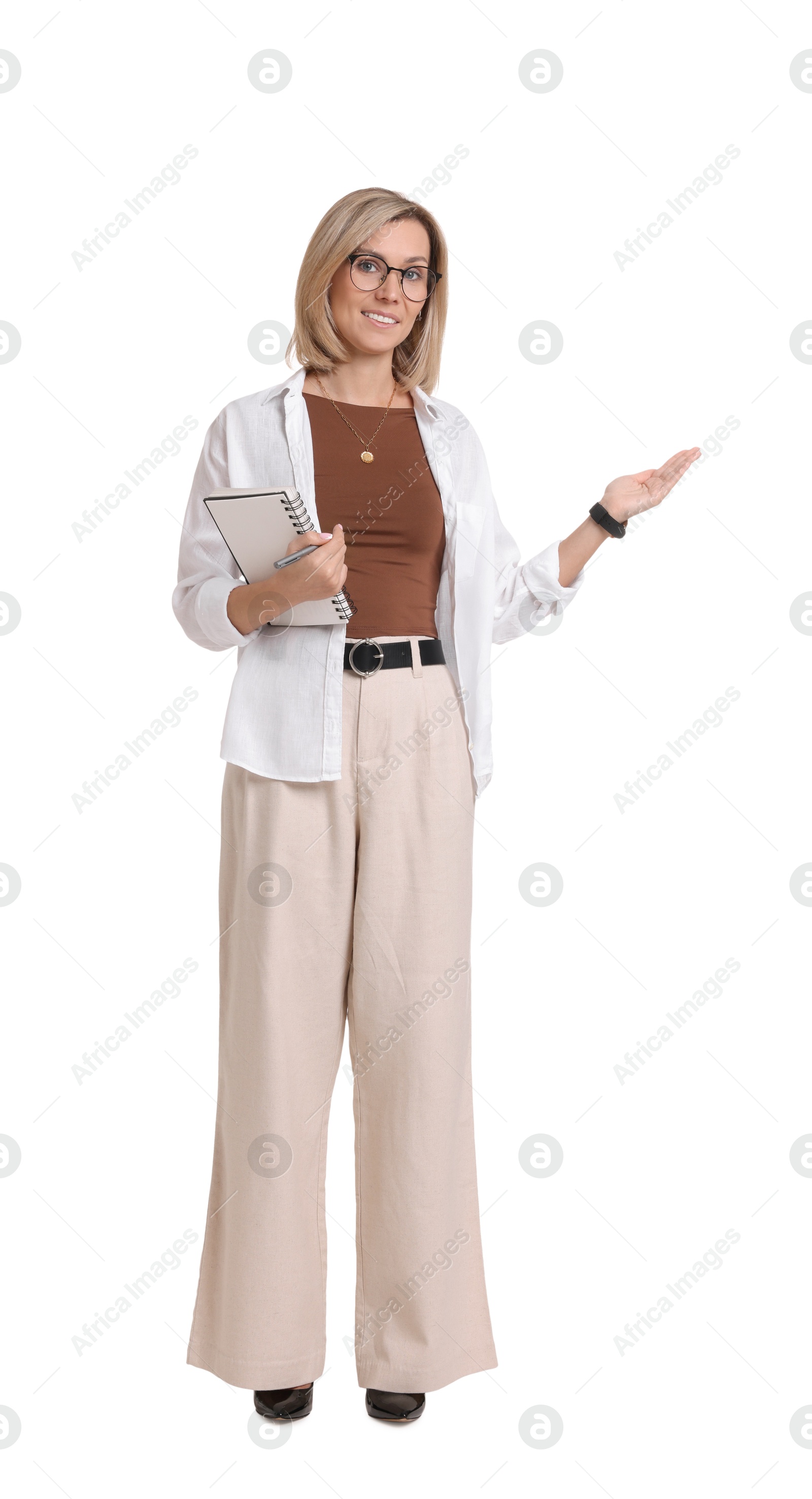 Photo of Portrait of professional psychologist with notebook on white background