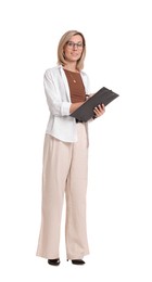 Photo of Portrait of professional psychologist with clipboard on white background