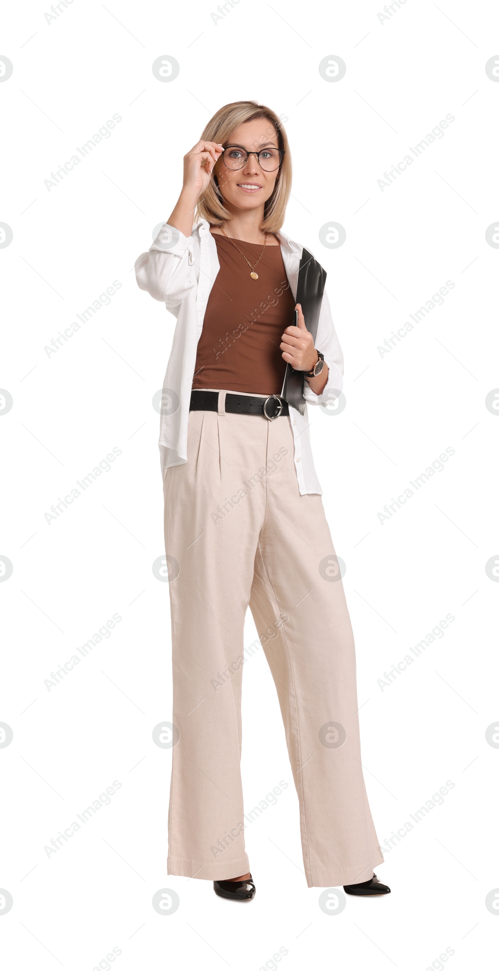 Photo of Portrait of professional psychologist with clipboard on white background