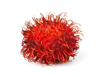 Photo of Delicious ripe rambutan isolated on white. Exotic fruit