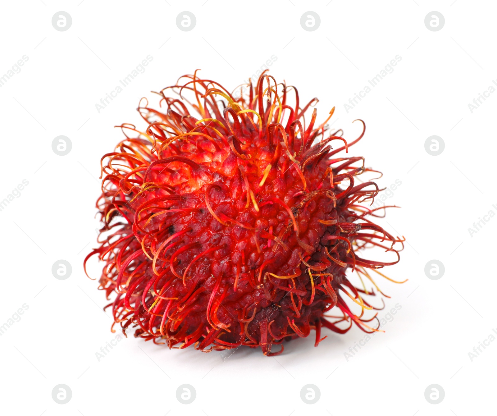 Photo of Delicious ripe rambutan isolated on white. Exotic fruit