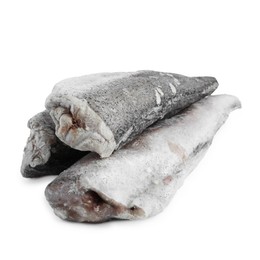 Photo of Three frozen hake fishes isolated on white